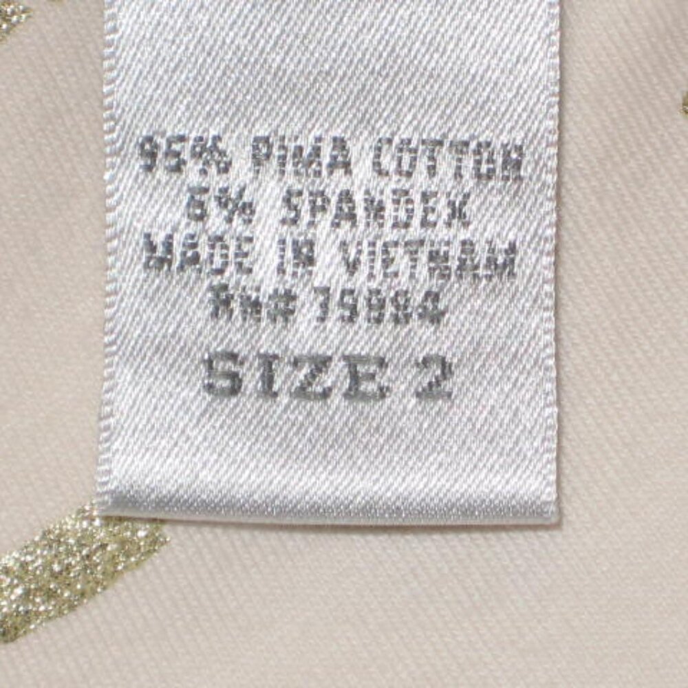 Zenergy Chicos Size 2 L Cotton Blend Gold Tan Metallic Foil 3/4 Sleeve Excellent - Picture 5 of 6